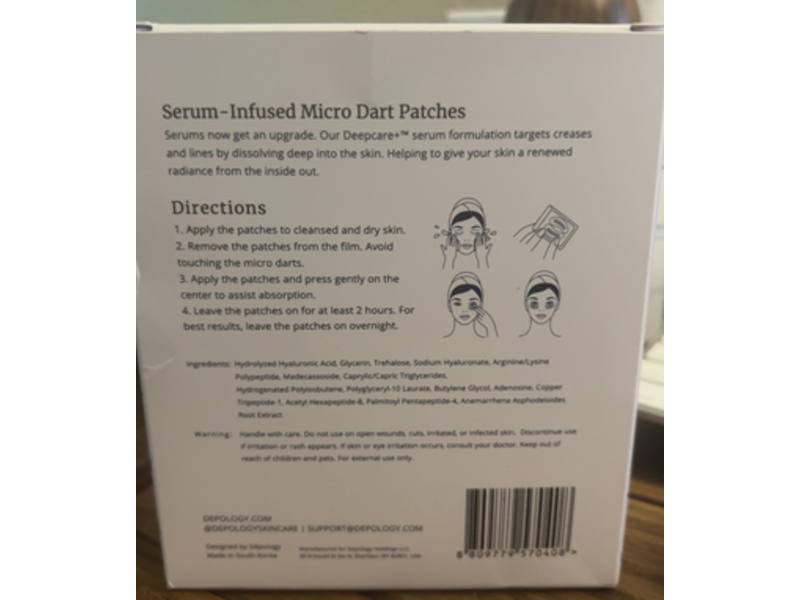 Depology Deepcare+ Serum Infused Micro Dart Patches, 1.6 oz/45.6 g, 8 Count, 4 Pairs