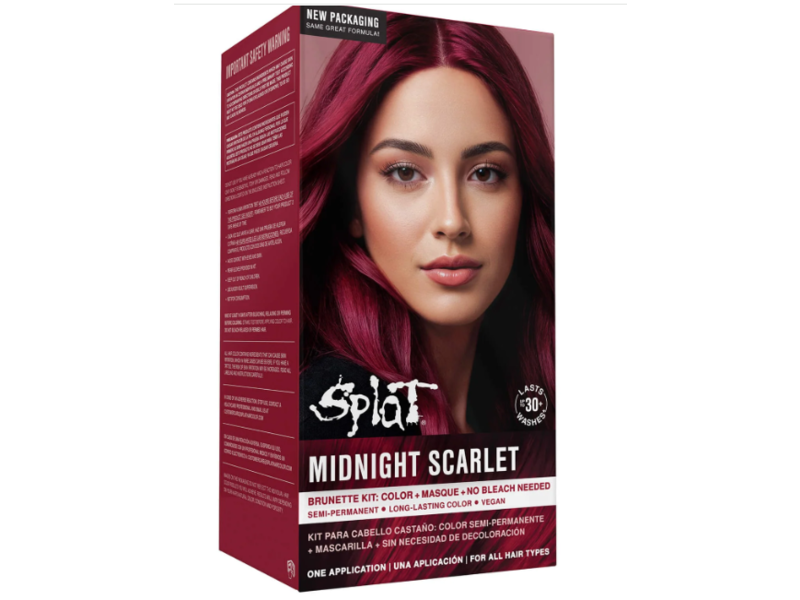 Splat Semi-Permanent Hair Dye Brunette Kit, Midnight Scarlet, 1 Application