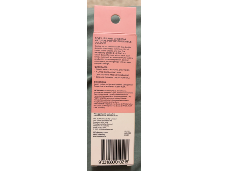 MCoBeauty Cheek And Lip Tint, Dusk, 10 mL