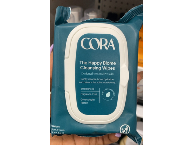 Cora The Happy Biome Cleansing Wipes, Fragrance Free, 30 Count