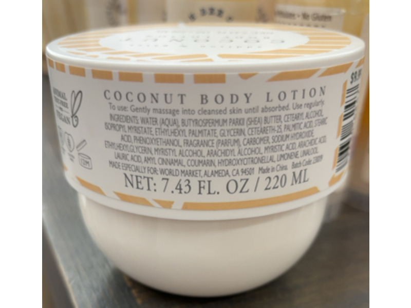 Addison & Gates Body Lotion, Coconut, 7.43 fl oz/220 mL