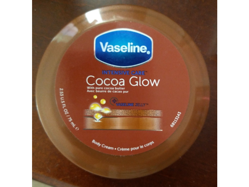 Vaseline Intensive Care Cocoa Glow Body Cream, Pure Cocoa Butter, 2.53 fl oz/75 mL