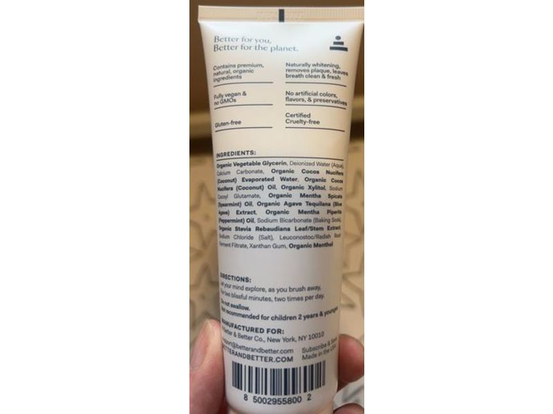 Better & Better Purity Simply Clean Toothpaste, Fresh Mint, 3.4 oz/96.4 g