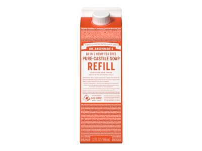 Dr. Bronner's 18-In-1Pure-Castile Magic Soap Refill, Tea Tree, 32 fl oz/946 mL
