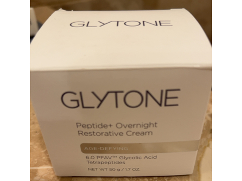 Glytone 60 PFAV Age-Defying Peptide+ Overnight Restorative Cream, Glycolic Acid Tetrapeptides, 1.7 oz/50 g