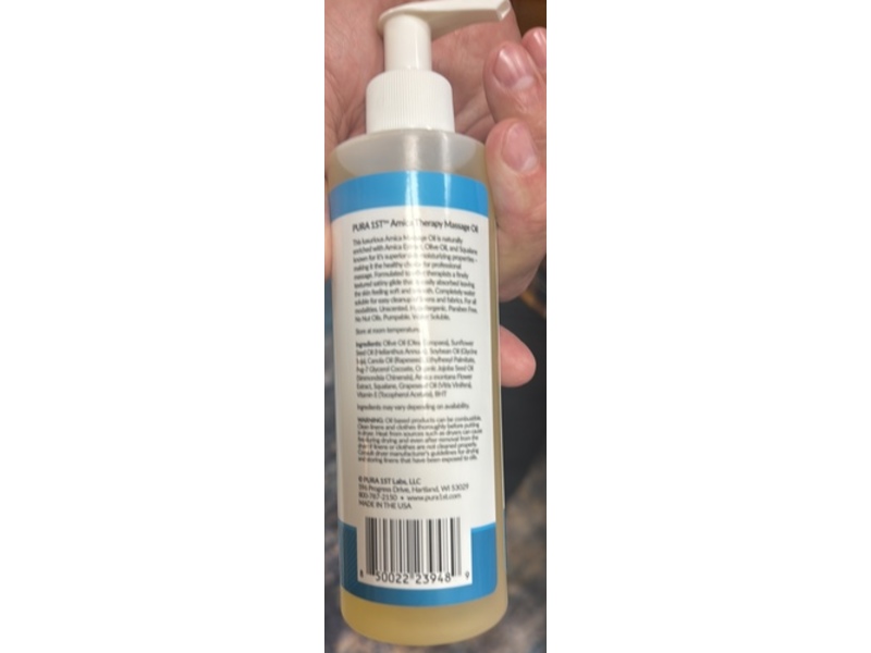 Pura Wellness Massage Oil, Arnica Extract, 8 fl oz/237 mL