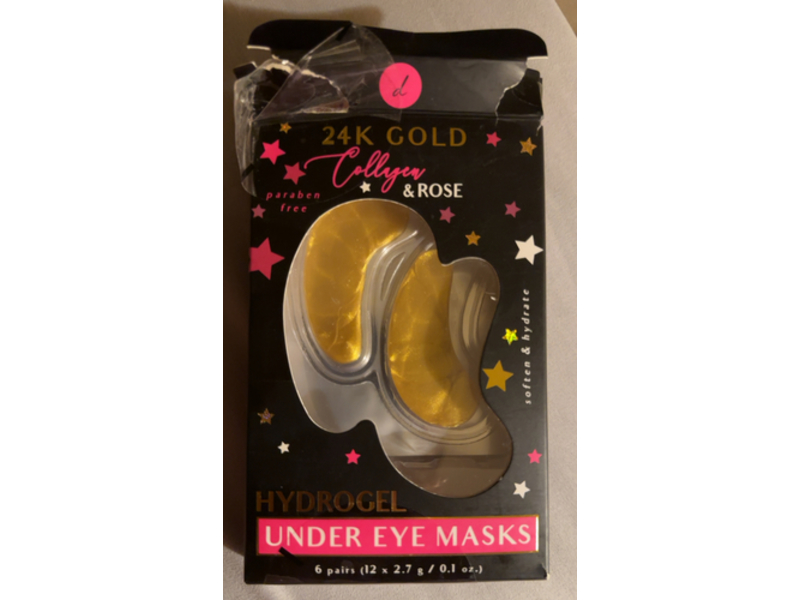 Danielle Creations Hydrogel Under Eye Masks, 24k Gold Collyen & Rose, 0.1 oz/2.7 g, 6 Pairs