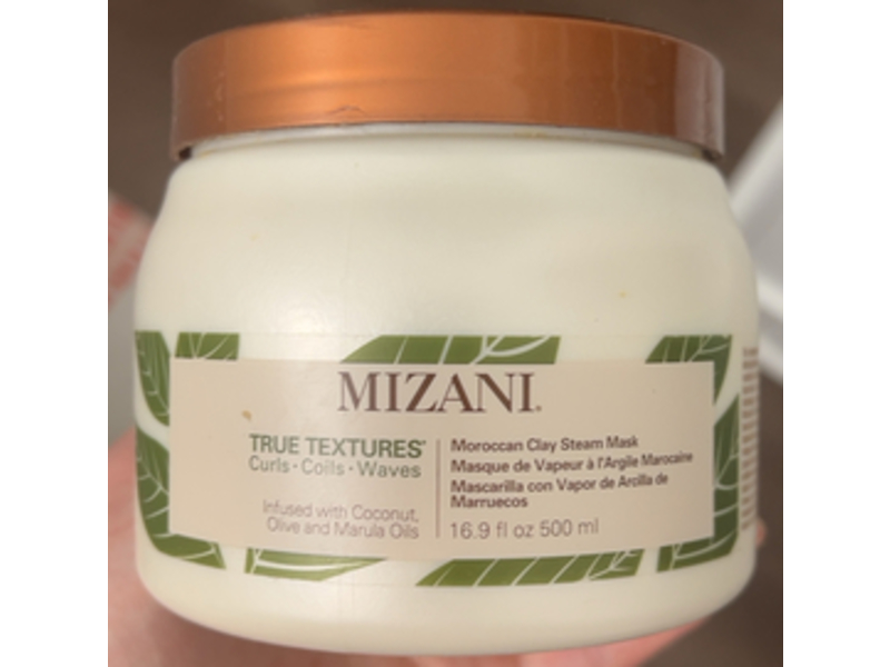Mizani true Textures Moroccan Clay Steam Mask, Coconut, Olive & Marula Oils, 16.9 fl oz/500 mL