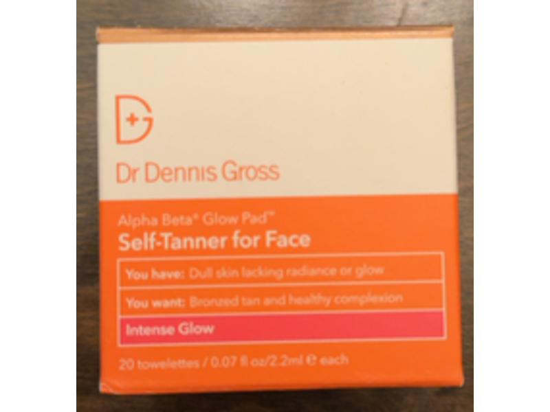 Dr Dennis Gross Alpha Beta Glow Pad Self-Tanner, Intense Glow, 0.07 fl oz/2 mL, 20 Count