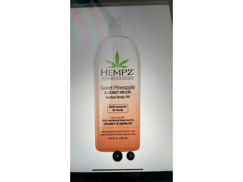 Hempz Multi Purpose Body Oil, Sweet Pineapple & Honey Melon, 6.76 fl oz/200 mL