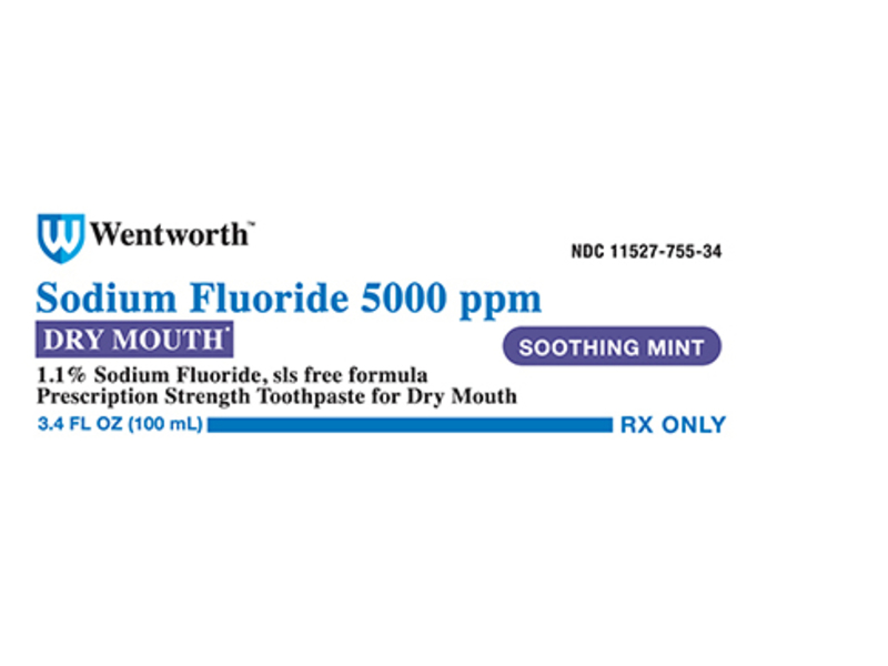 Sodium Fluoride 5000 ppm, Soothing Mint, 3.4 fl oz/100 mL, Wenthworth (Rx)