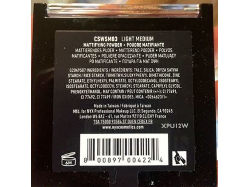 Nyx Professional Makeup Can't Stop Won't Stop Mattifying Powder, Light Medium, 0.21 oz/6 g
