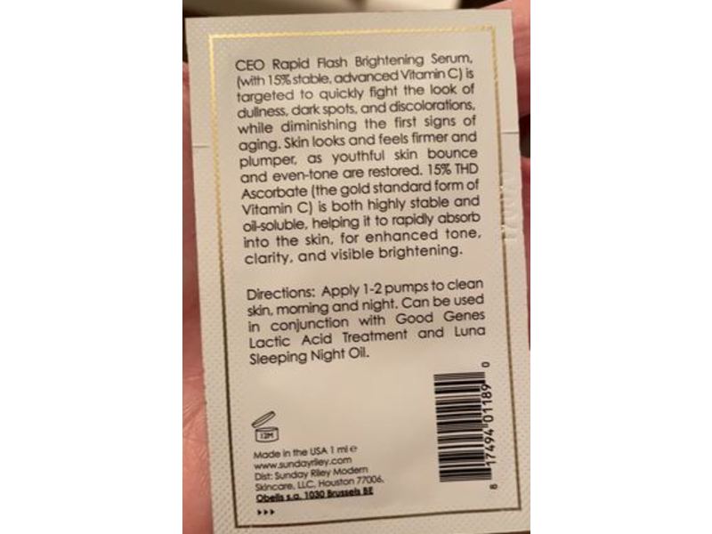 Sunday Riley C.E.O Rapid Flash Brightening Serum, 1 mL