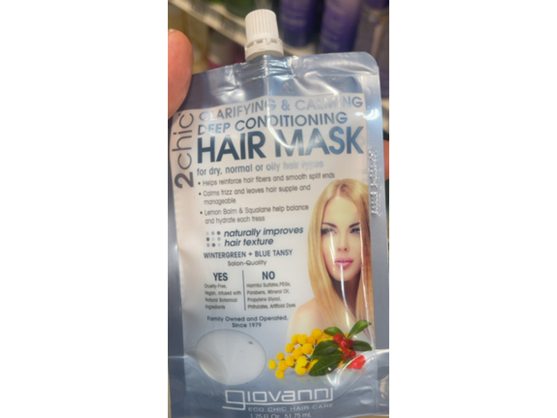 Giovanni Deep Conditioning Hair Mask, 2Chic Clarifying & Calming, 1.75 fl oz/51.75 mL