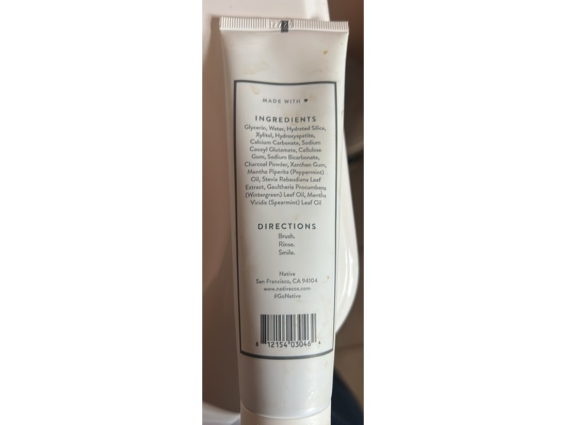 Native Toothpaste, Charcoal, 4 oz/113 g