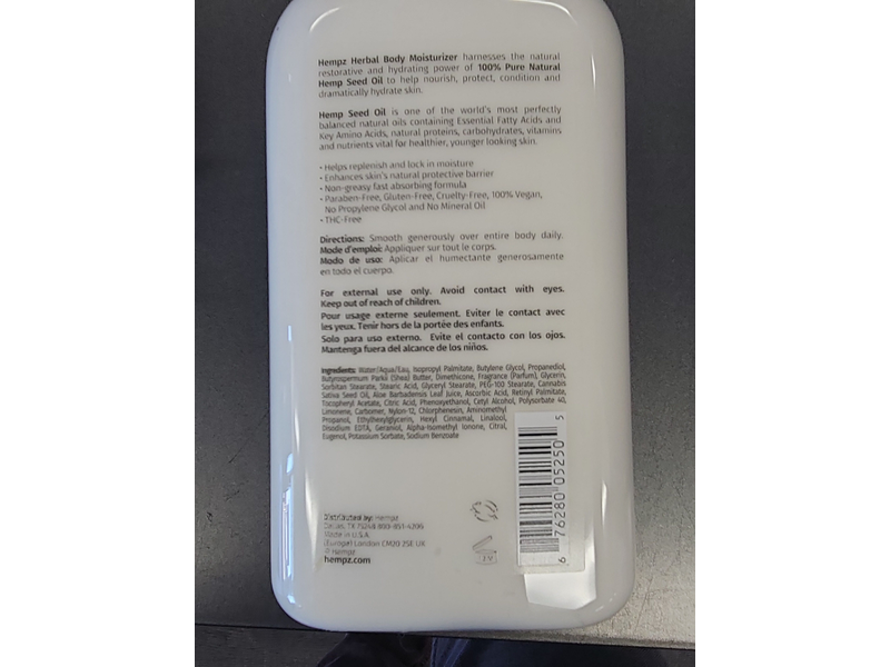 Hempz Herbal Body Moisturizer, White Citrus & Cucumber, 17 fl oz/500 mL