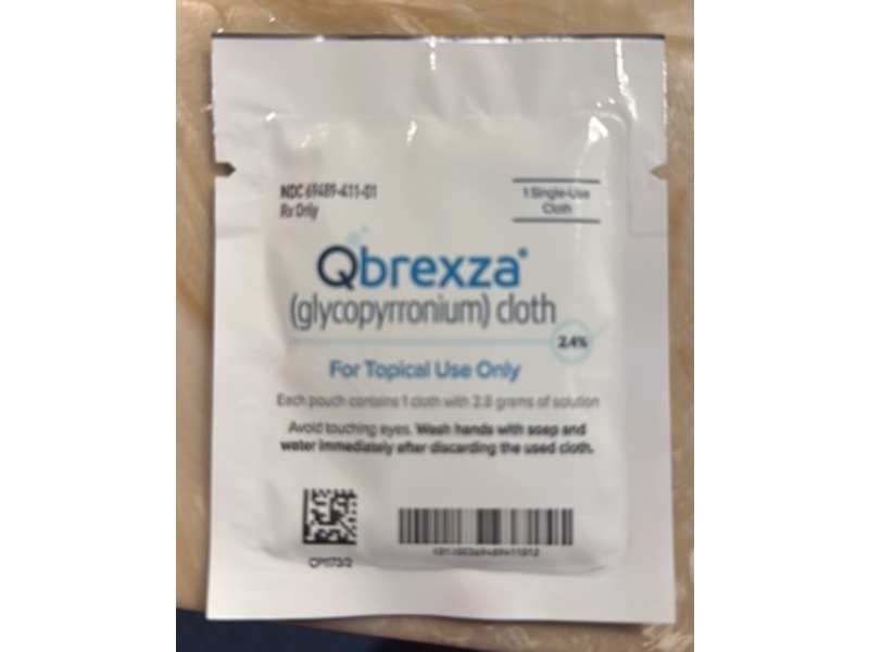 QBREXZA (glycopyrronium) cloth 2.4%, 1 pouch, Journey Medical Corporation (Rx)