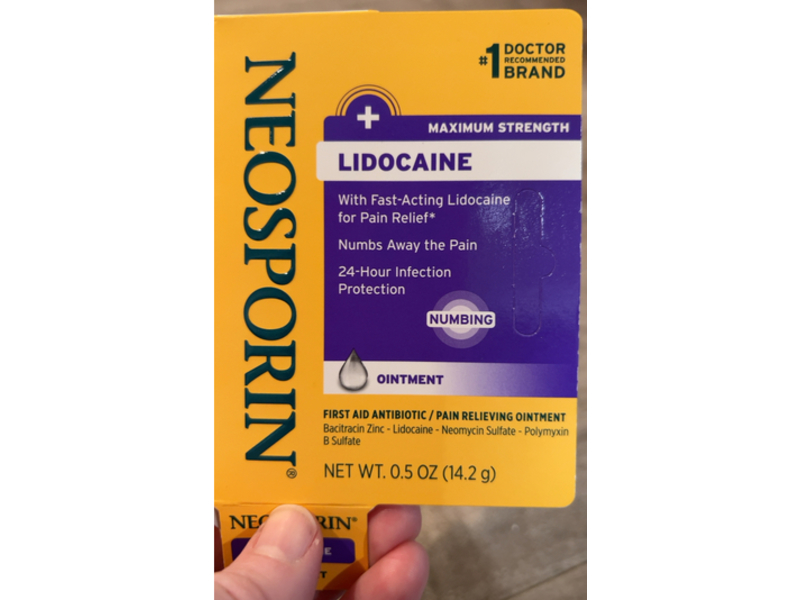 Neosporin + Lidocaine First Aid Antibiotic Pain Reliever Ointment, 0.5 oz/14.2 g