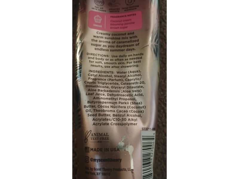 Scent Theory Coconut Dreams Body Cream, 8 oz/226 g