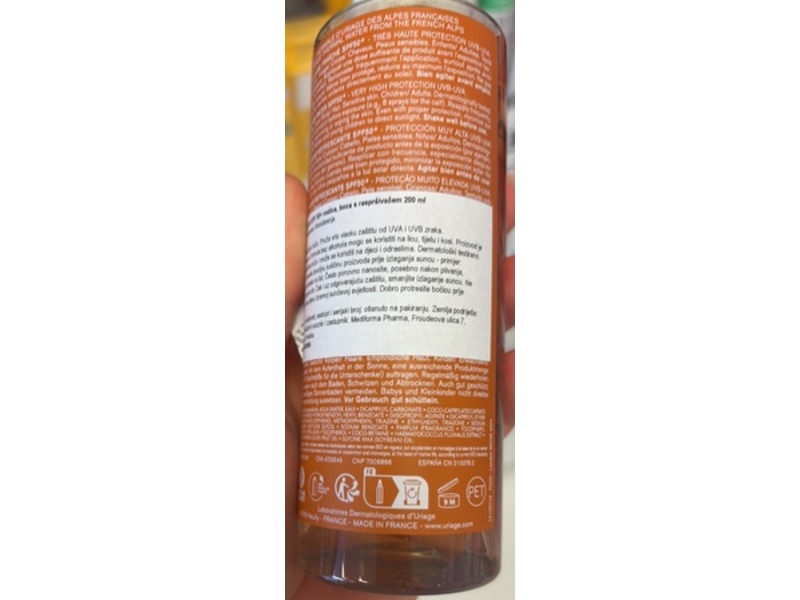 Uriage Eau Thermal Sun Water Spray, SPF 50+, 6.8 fl oz/200 mL