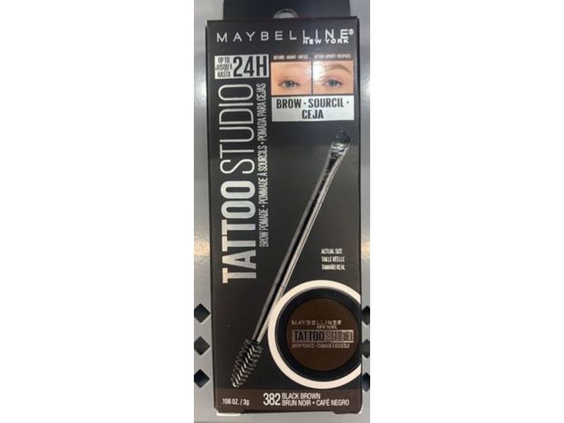 Maybelline New York Tattoostudio Brow Pomade Long Lasting, 382 Black Brown, 0.106 oz/3 g