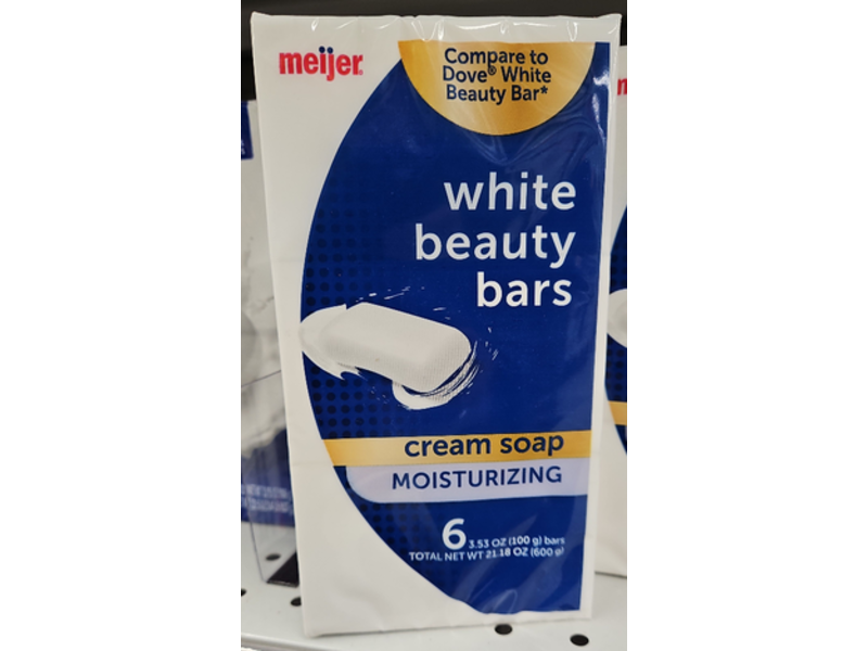 Meijer White Beauty Moisturizing Cream Soap Bars, 3.53 oz/100 g, 6 Count
