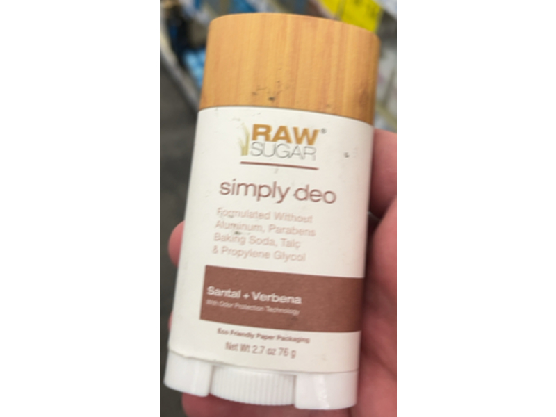 Raw Sugar Simply Deo, Santal + Verbena, 2.7 oz/76 g, Pack Of 3