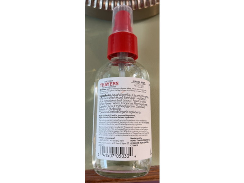Thayers Witch Hazel + Aloe Vera Facial Mist, Rose Petal, 4 fl oz/118 mL
