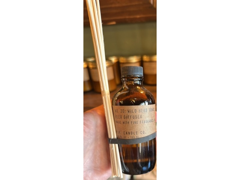 P.F. Candle Co. Wild Herb Tonic Classic Scented Rattan Reed Diffuser, 3.5 fl oz/103 mL