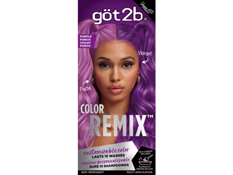 Got2b Color Remix Semi-Permanent Customizable Hair Color, Purple Punch, Multi-Application, 2.2 fl oz