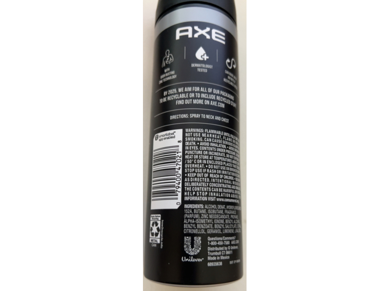 Axe Black Deodorant Body Spray, Black, Frozen Pear & Cedarwood Scent, 5.1 oz/144 g
