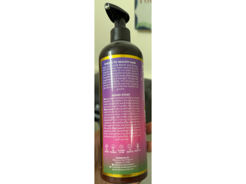 Blaq Luxury Sage & Lychee Repair & Strengthen Shampoo, Nettle Leaves & Biotin, 12 fl oz/355 mL