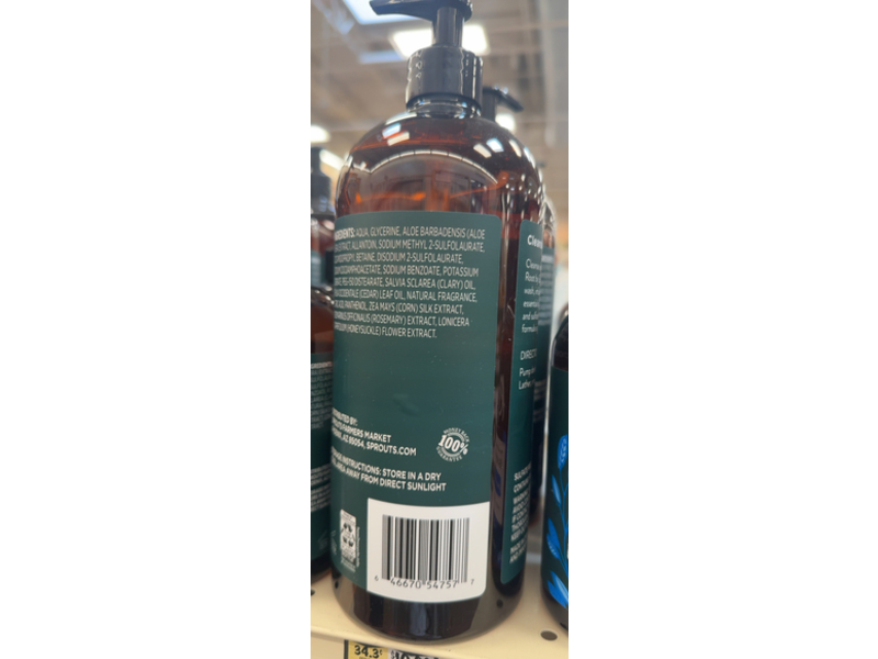 Real Root By Sprouts Moisturizing Body Wash, White Cedar & Sage, 32 fl oz/946 mL