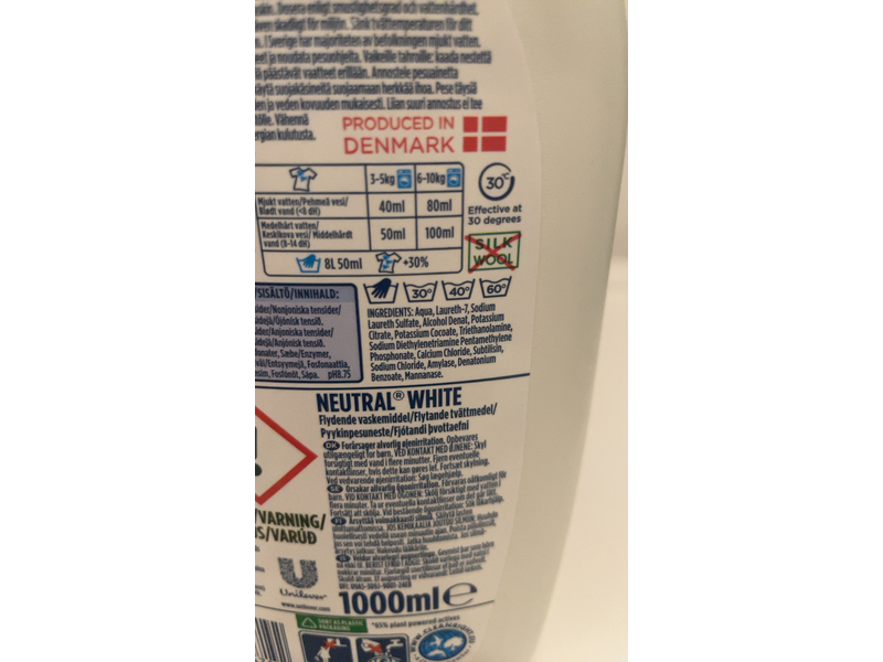 Neutral White Laundry Detergent, Deep Clean, 1000 mL