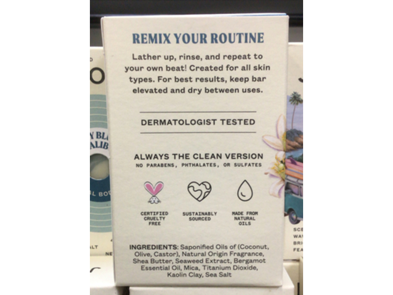 Dr. Squatch Jukebox Sky Blue Malibu Natural Body Soap, 4.5 oz/127 g