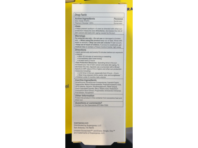 Supergoop! Mineral Unseen Sunscreen, SPF 40 PA+++, 1.7 fl oz/50 mL