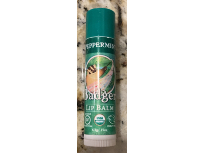 Badger Lip Balm, Peppermint, 0.15 oz/4.2 g