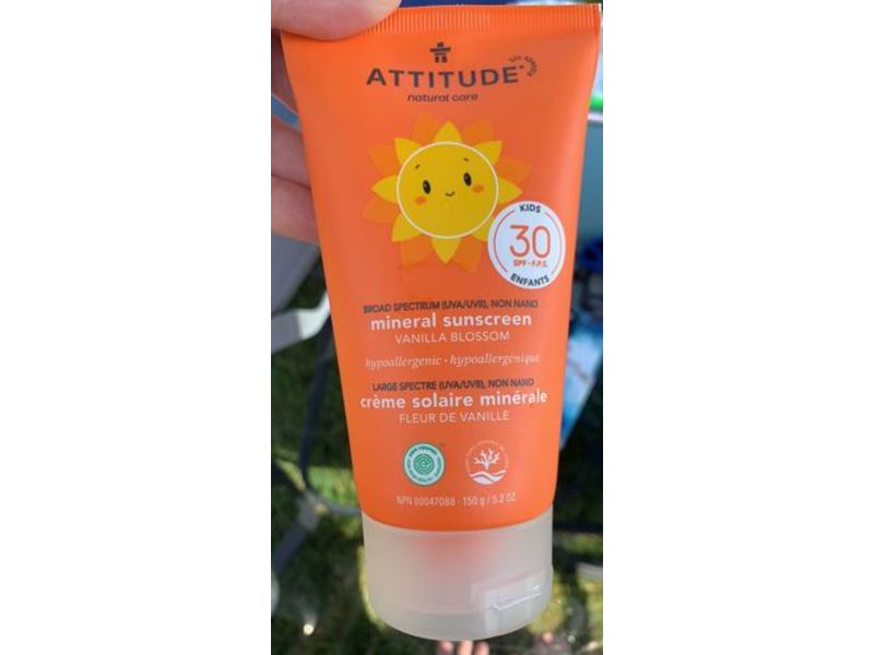Attitude Mineral Sunscreen, SPF 30, Vanilla Blossom, 5.2 oz/150 g