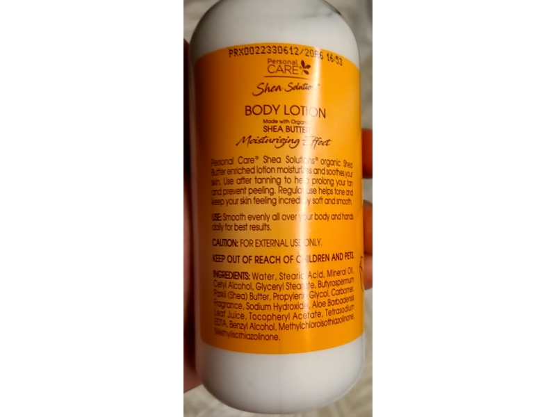 Personal Care Shea Solutions Body Lotion, Organic Shea Butter,12 fl oz/355 mL