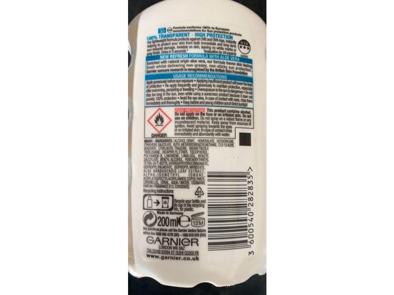 Garnier Clear Protect Sun Cream Spray, SPF 30, 200 mL