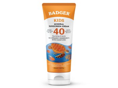 Badger Kids Mineral Sunscreen Cream, SPF 40, 2.9 fl oz/87 mL