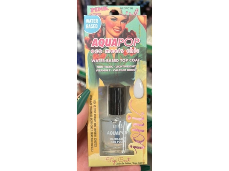 Ioni Pink Cowgirl AquaPop Water Based Top Coat, 0.24 fl oz/7 mL