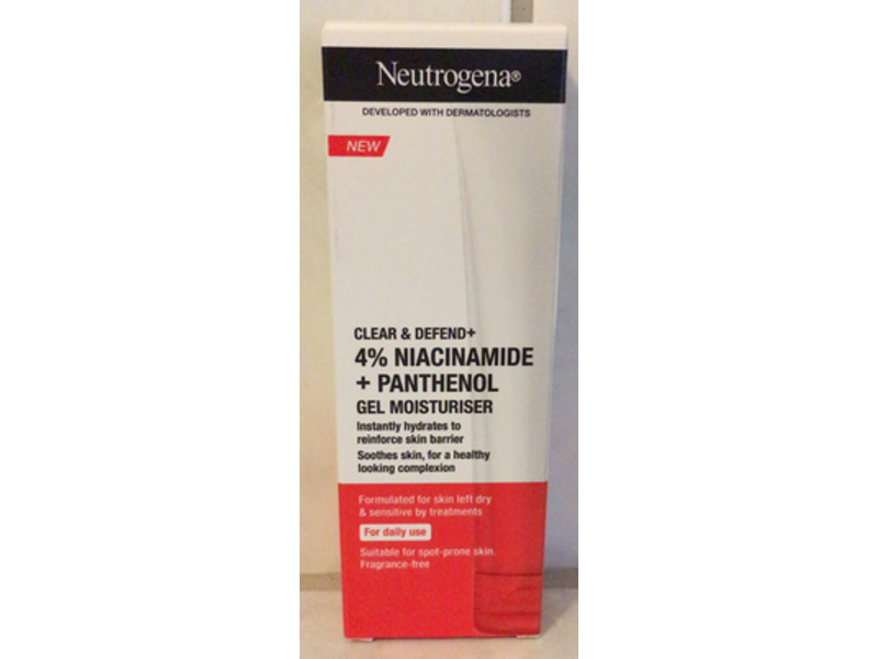 Neutrogena Clear & Defend+ Gel Moisturiser, 4% Niacinamide + Panthenol, 50 mL