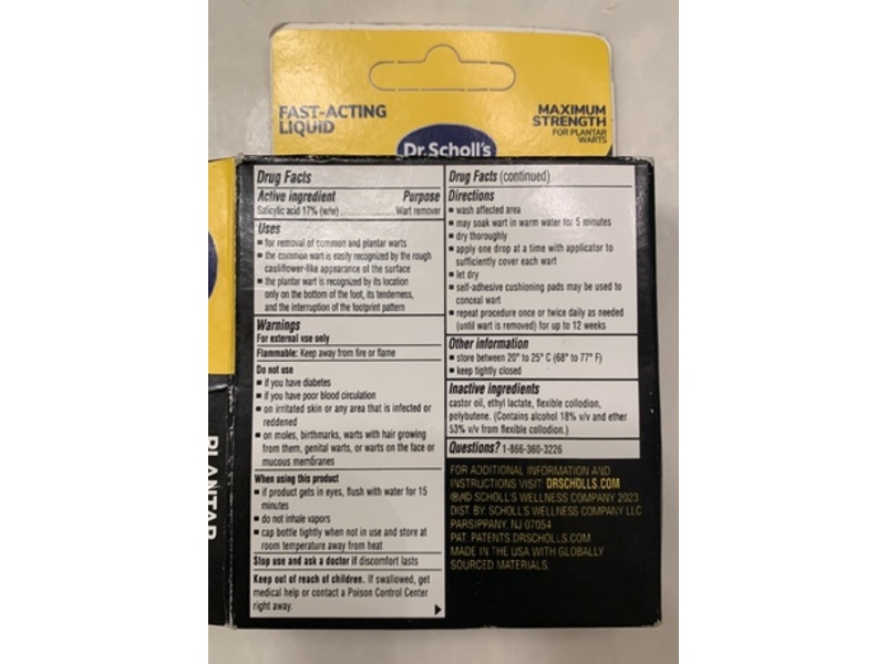 Dr. Scholl's Clear Away Plantar Wart Remover Fast-Acting Liquid, 1/3 fl oz/9.9 mL, 20 Pads