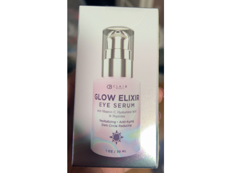 Clair Beauty Glow Elixir Eye Serum, Vitamin C, Hyaluronic Acid & Peptides, 1 oz/30 mL