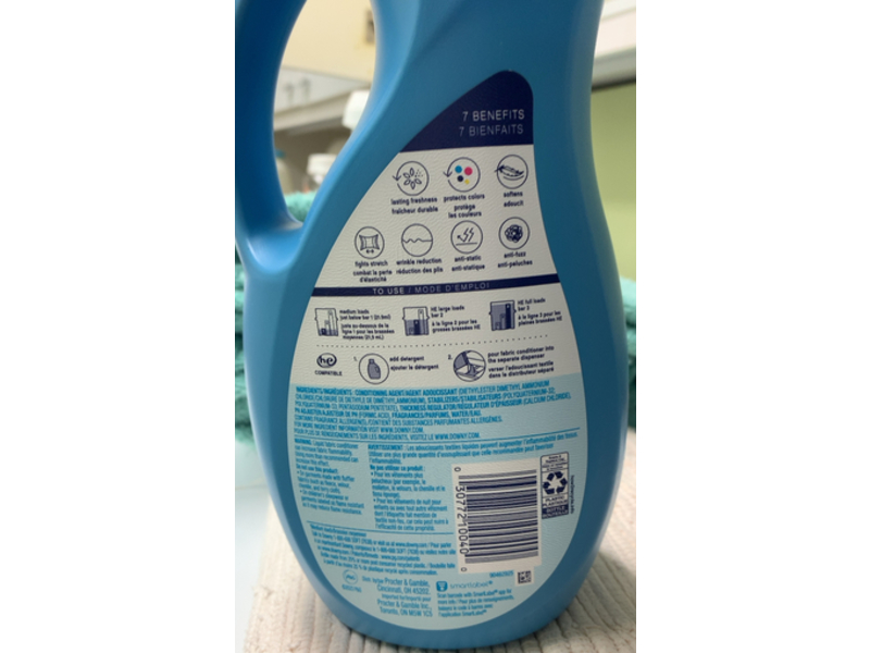 Downy Liquid Fabric Softener, Cool Cotton, 60 Loads, 44 fl oz/1.31 L
