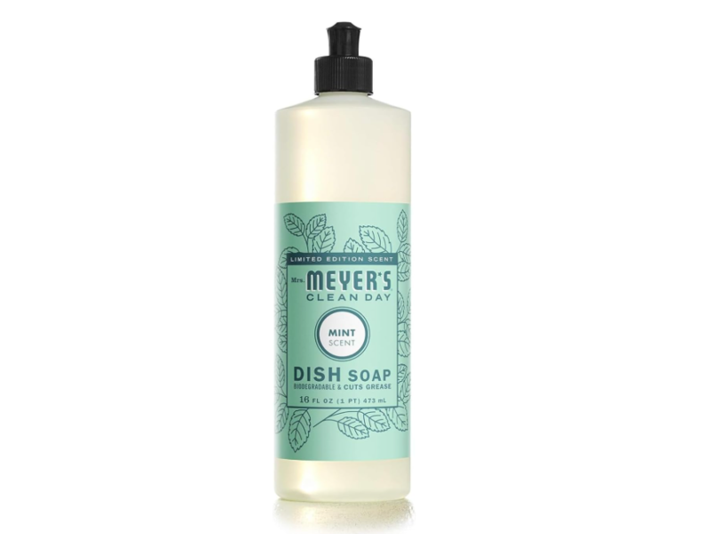 Mrs. Meyer's Clean Day Dish Soap, Mint Scent, 16 oz/473 mL, Pack Of 2