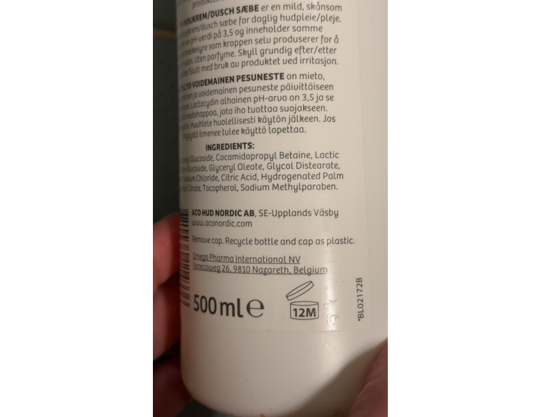 Lactacyd Shower Cream Unscented, 500 mL