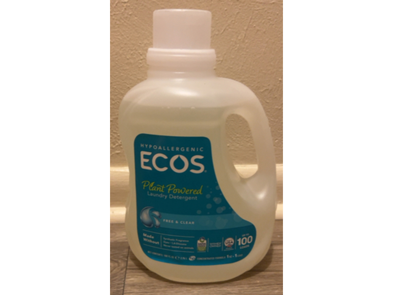 Ecos Plant Powered Liquid Laundry Detergent, Free & Clear, 100 Loads, 100 fl oz/2.96 L