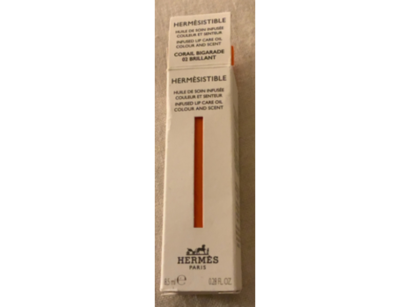 Hermes Paris Infused Lip Care Oil, Corail Bigarade, 02 Brilliant, 0.29 fl oz/8.5 mL